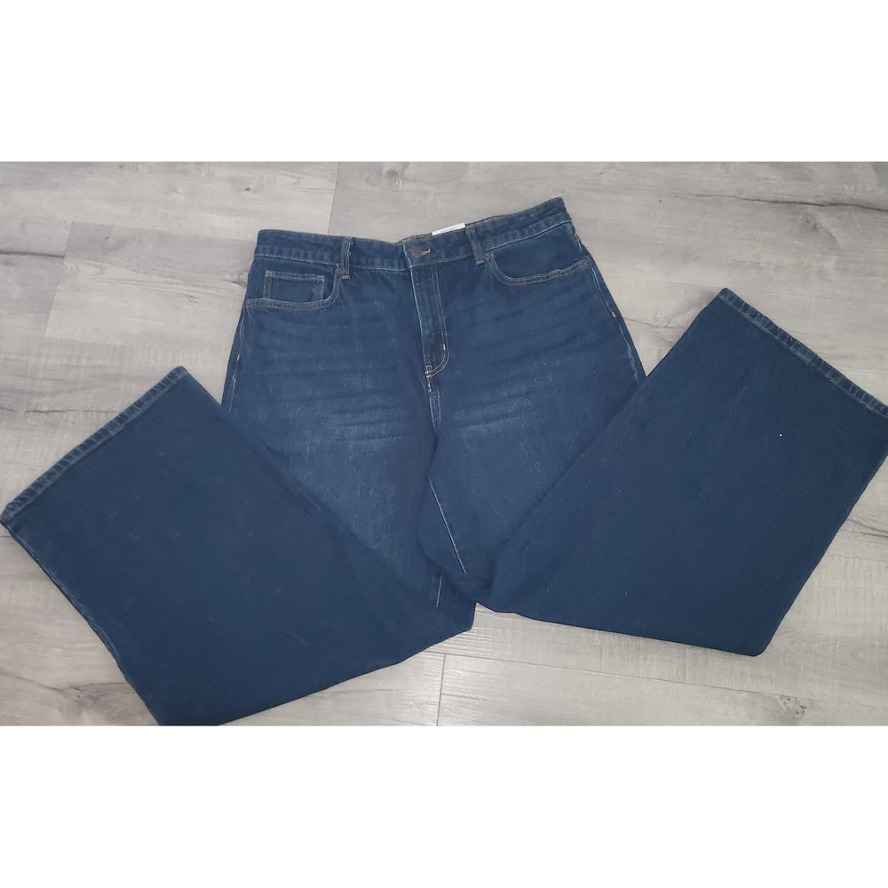 Time and Tru Womens Wide Leg Jeans Dark Wash High Rise Denim Size 16 NEW